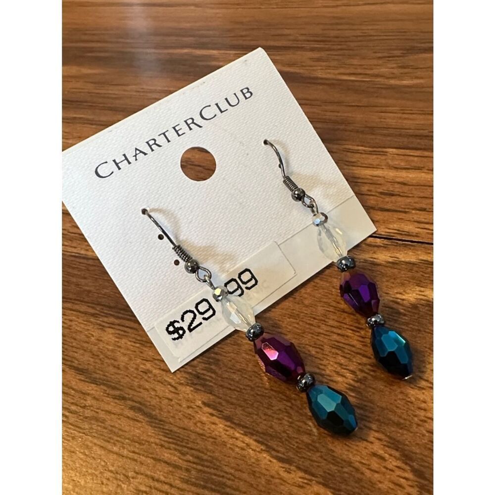 Charter Club Earrings Dangle Purple Blue